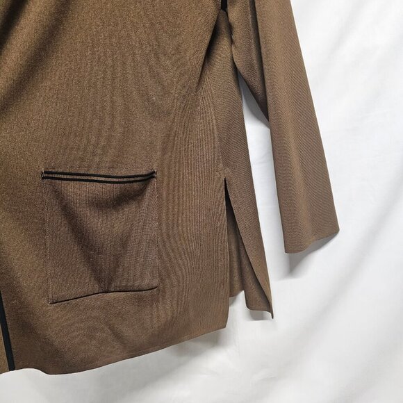 Exclusively Misook Women Open Knit Tailored Jacket Size 2X Brown - Picture 7 of 12
